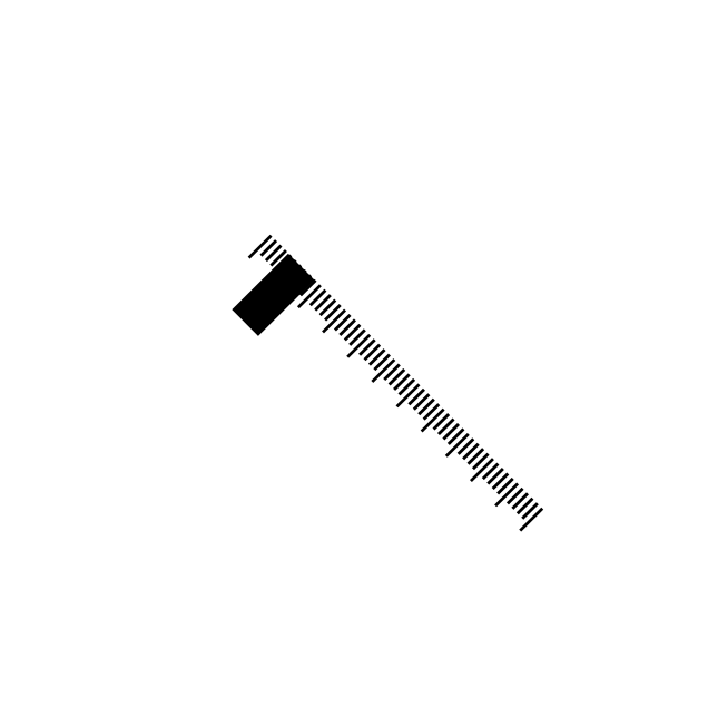 White icon of a syringe and gear representing medical equipment and technology